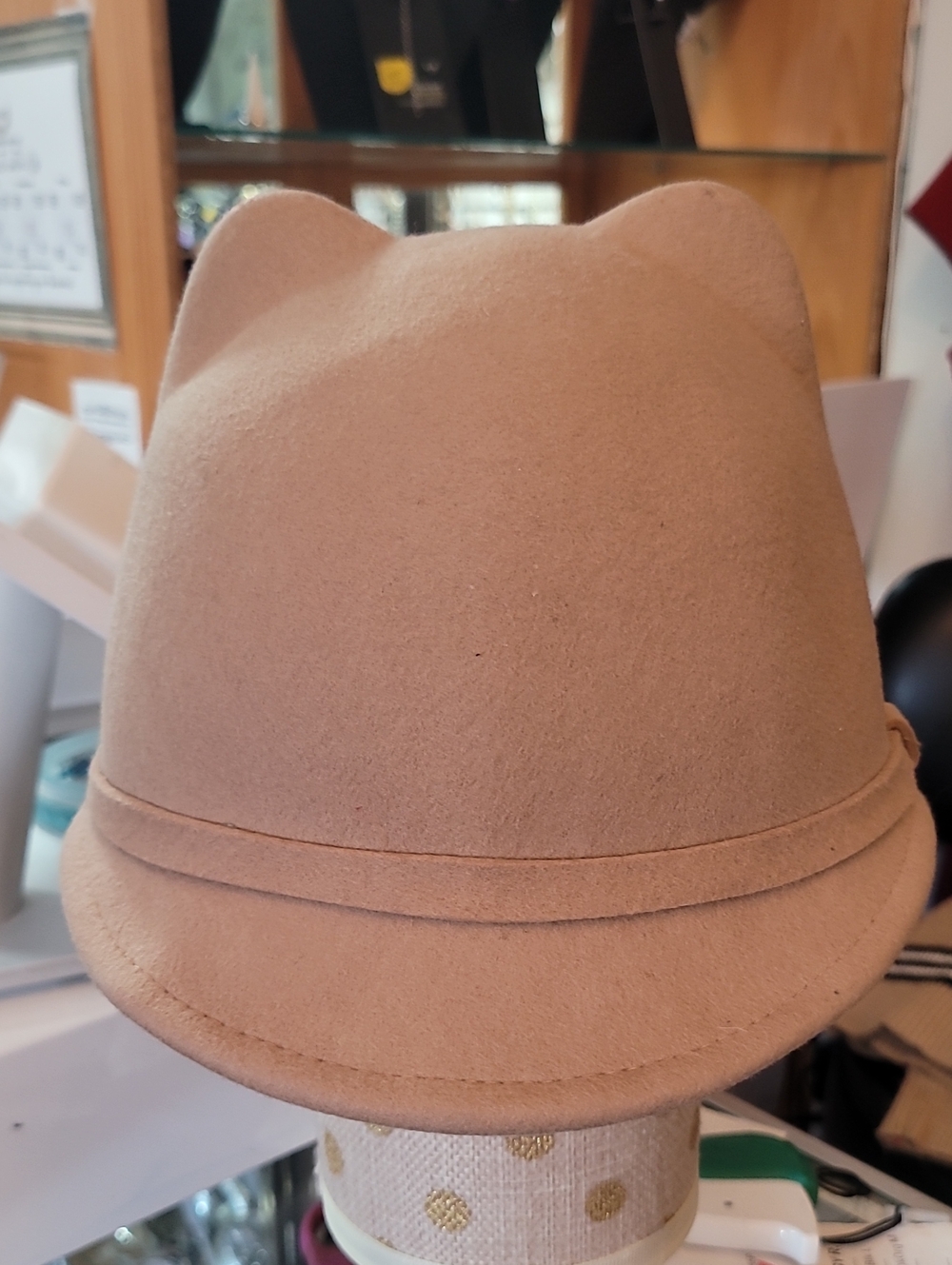 ZARA Kids Cute Cat Ear Felt Hat in Beige